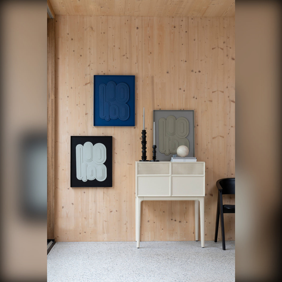 Wall Art August Brown Rice Domestica – Lifestyle – Gallery Wall Above a Cream Console