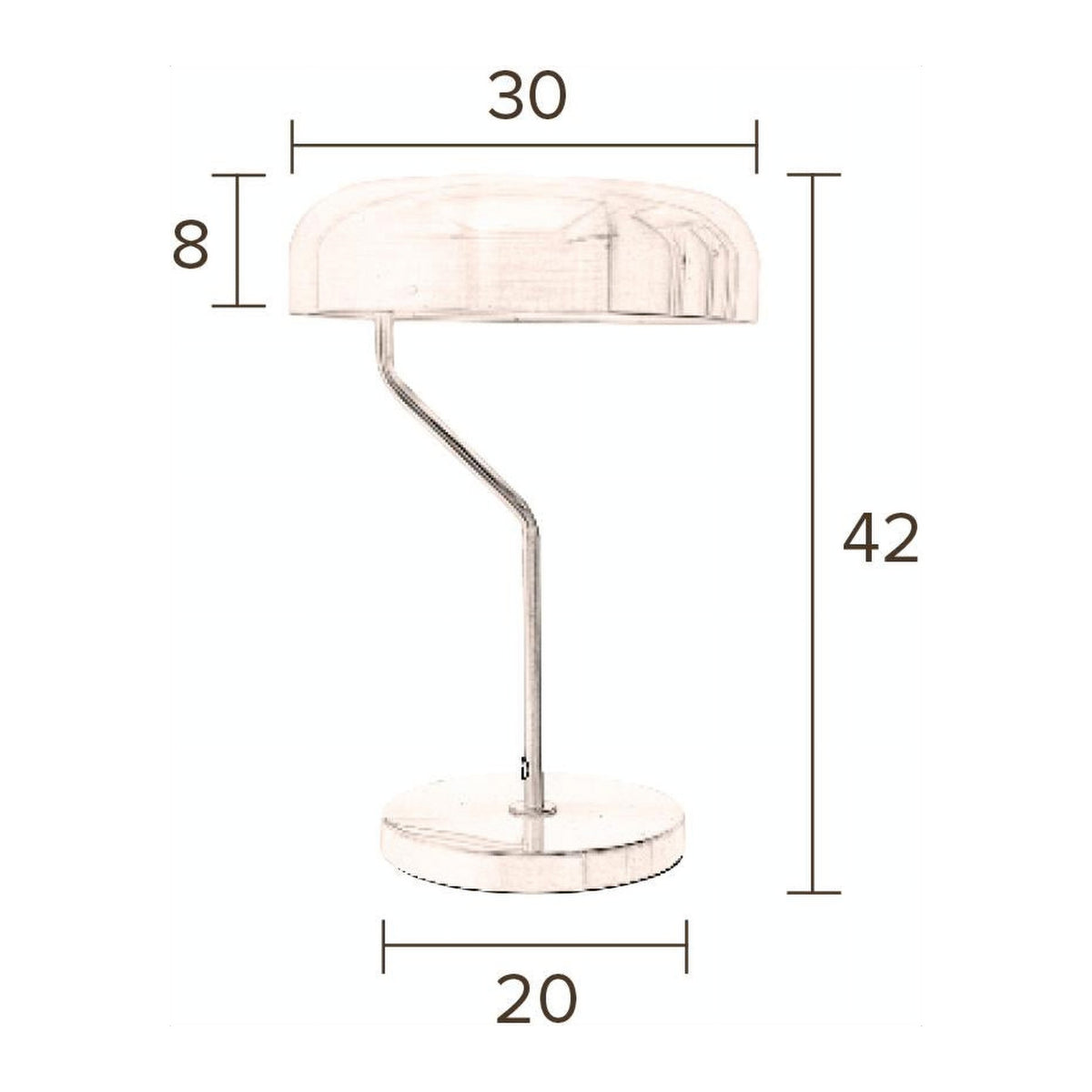 Desk Lamp Eclipse Brass Domestica – Dimensions Drawing