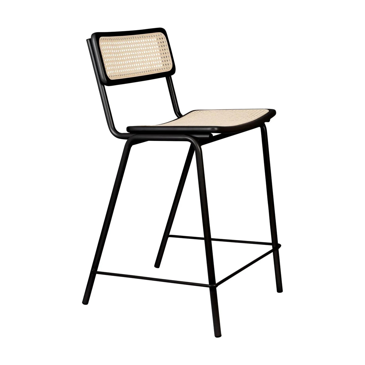 Counter Stool Jort 66.5 cm Natural Black Domestica – Three Quarter View on White