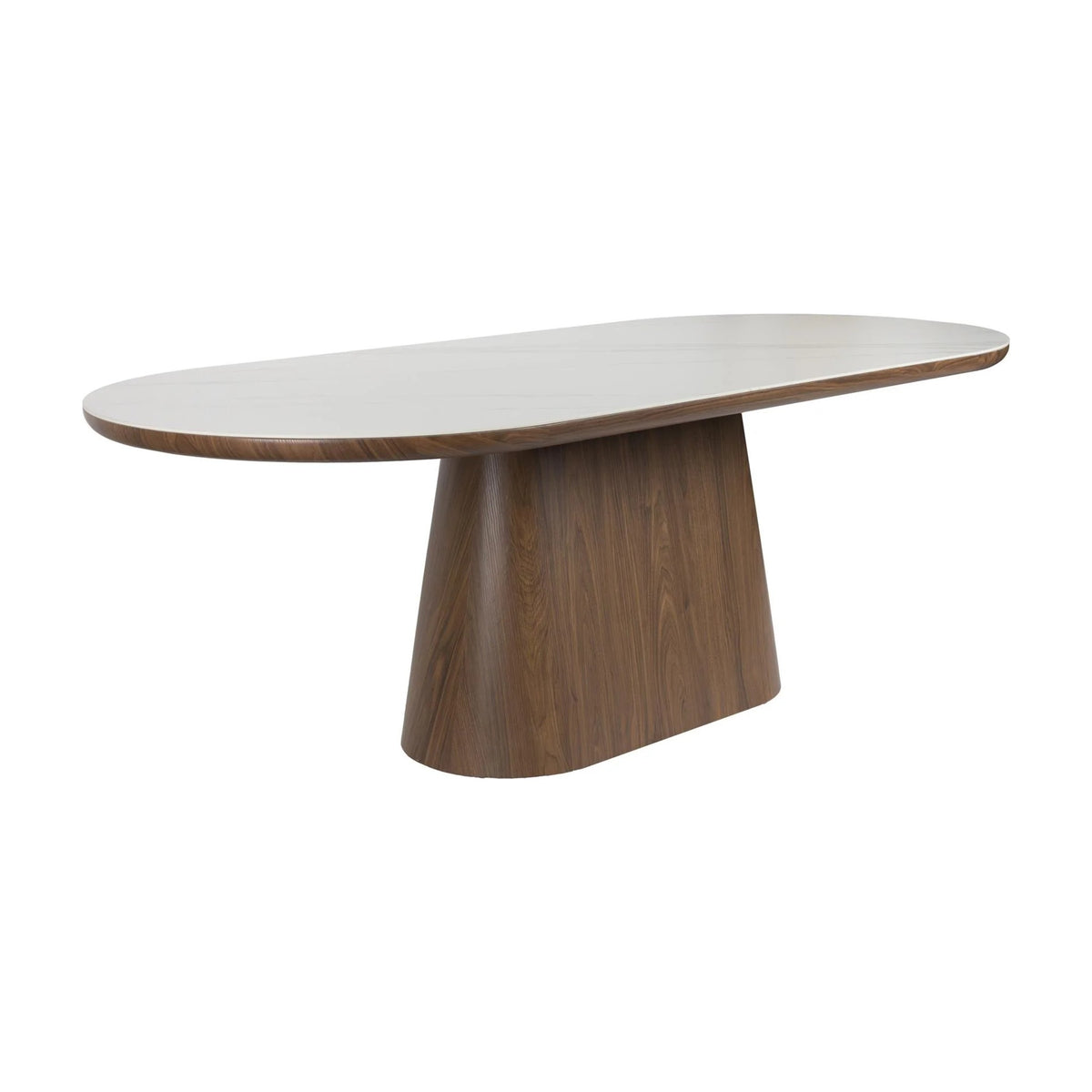 Dining Table Almira Oval Walnut Domestica – Three Quarter View on White