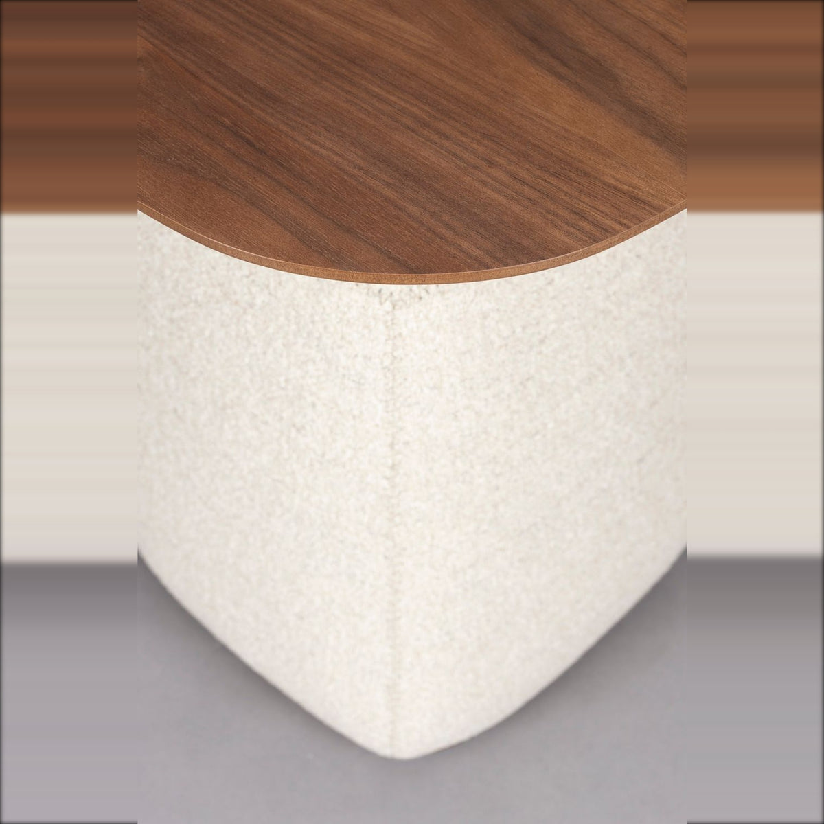 Side Table Shelly Off-White Domestica – Wood Top and Upholstered Base Close-up