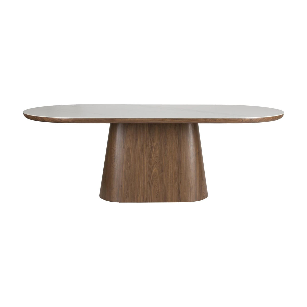 Dining Table Almira Oval Walnut Domestica – Front View on White