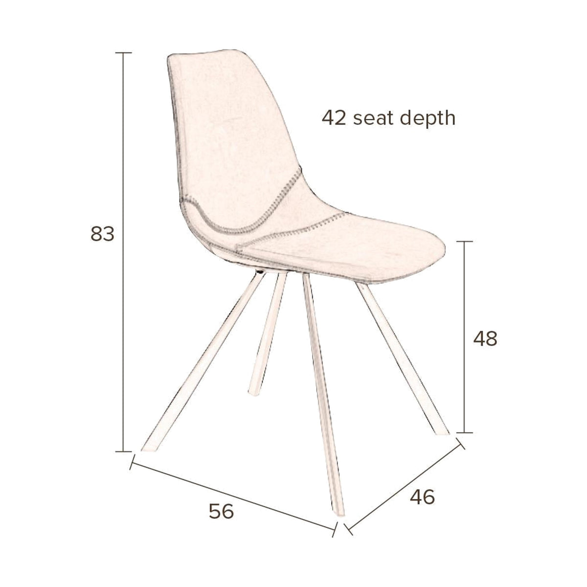 Dining Chair Franky Brown Domestica – Dimensions Drawing
