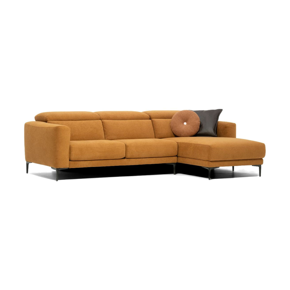 Egoitaliano Byron Corner Penisola Sofa Mustard Fabric Domestica – Side Angle Chaise View