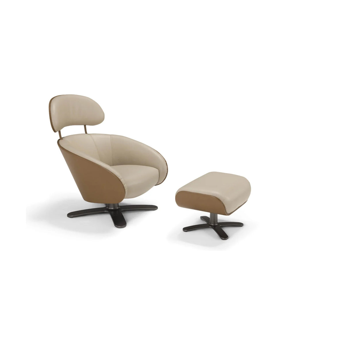 Coconut Domestica – With Footstool in Beige, Three Quarter View on White