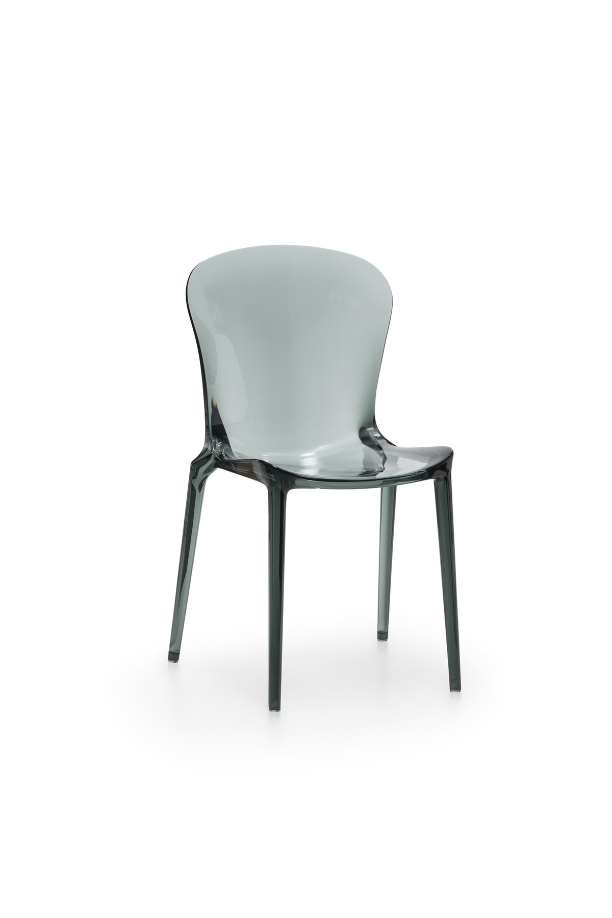 Dining Chair Crystal Polycarbonate Aquamarine Grey Domestica – Product View on White