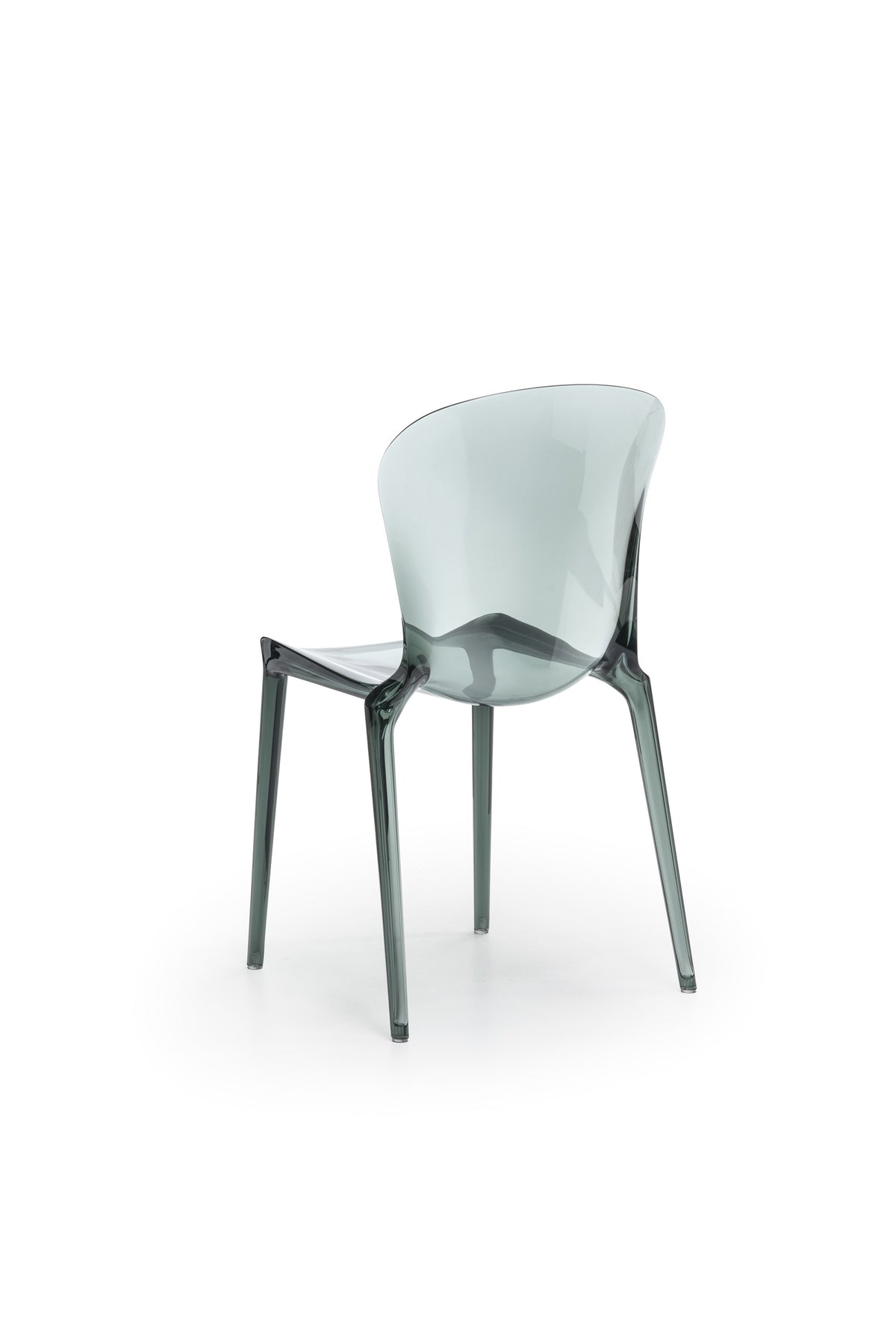 Dining Chair Crystal Polycarbonate Aquamarine Grey Domestica – Product View on White