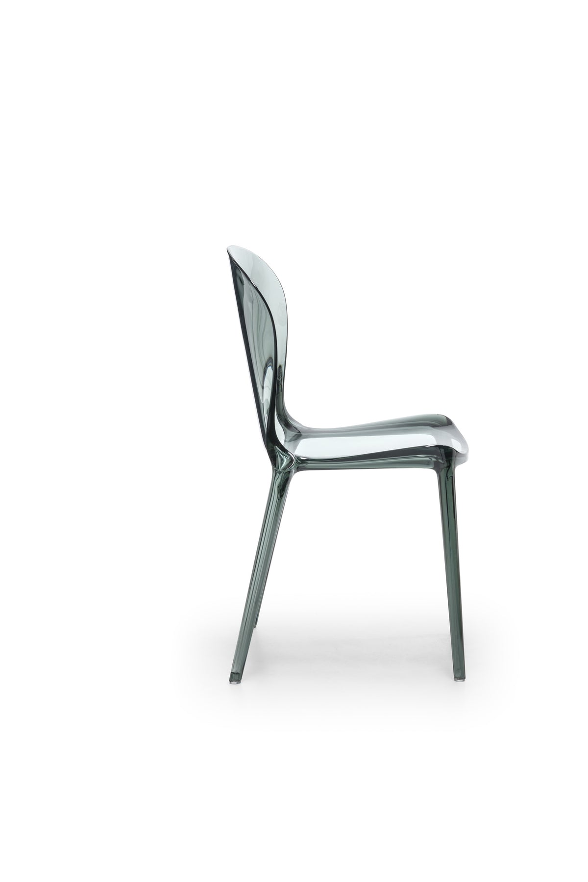 Dining Chair Crystal Polycarbonate Aquamarine Grey Domestica – Product View on White