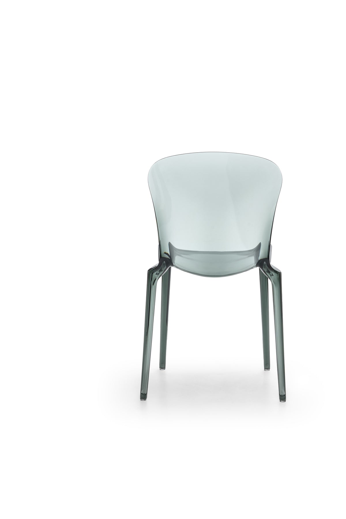 Dining Chair Crystal Polycarbonate Aquamarine Grey Domestica – Product View on White