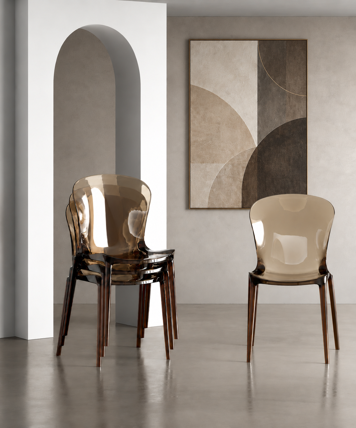 Dining Chair Crystal Polycarbonate Coffee Domestica – Lifestyle