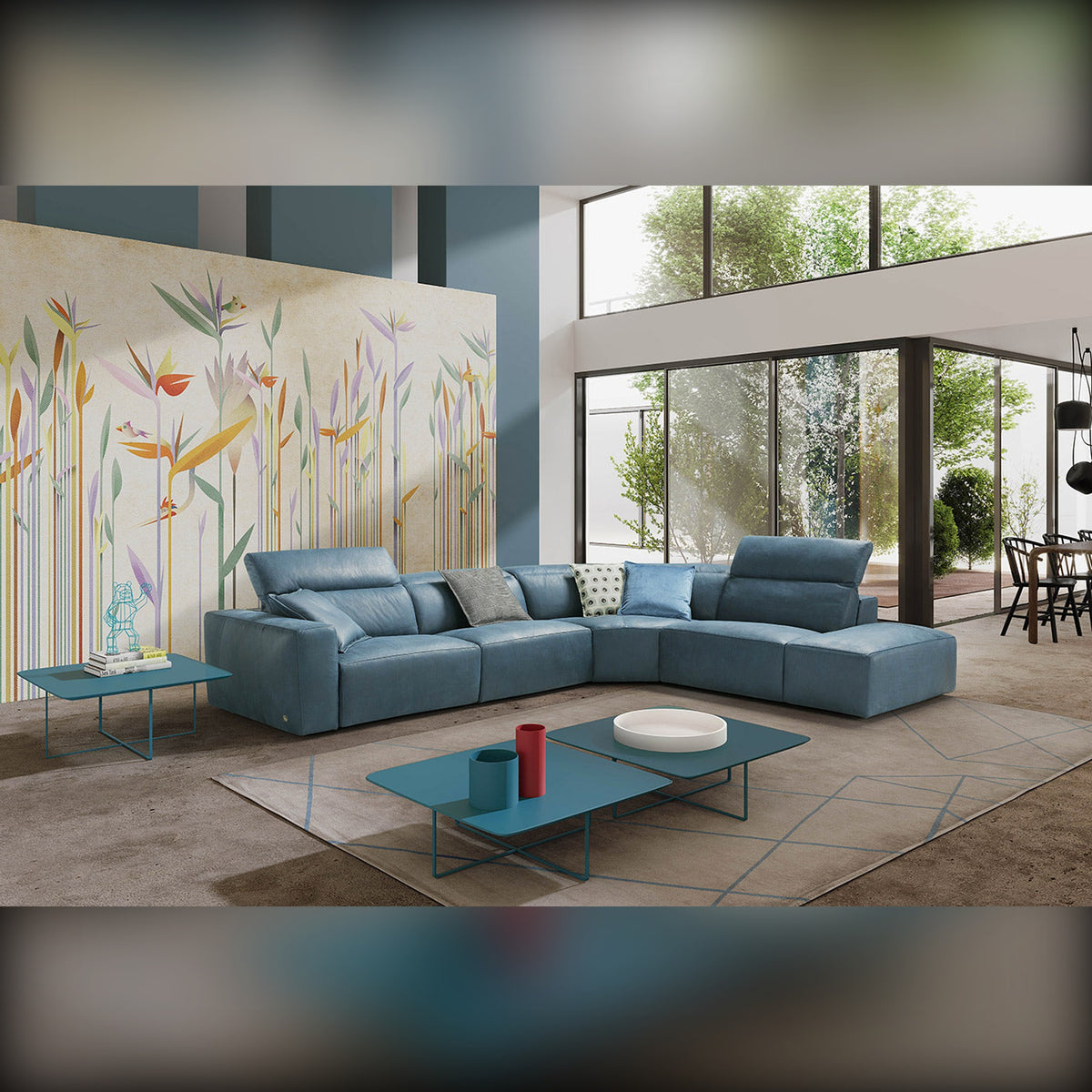 Divano Beverly Angolare Azzurro Domestica – Lifestyle Mural Garden Double Height