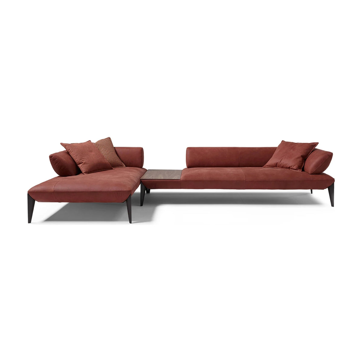 Avenue Domestica – Configuration with Chaise and Side Table, Three Quarter View on White