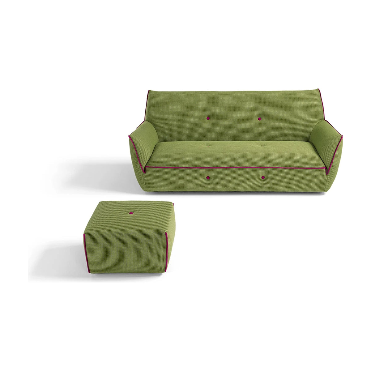 Yuki Domestica – Shown with Pouf on White in Green Fabric