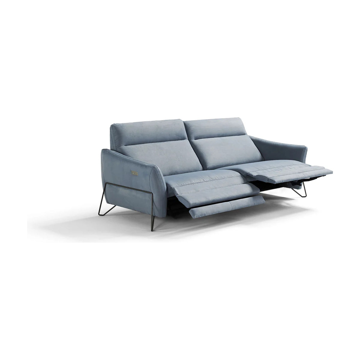 Gaia Domestica – Shown in Light Blue with Recliners Extended, Three Quarter View on White