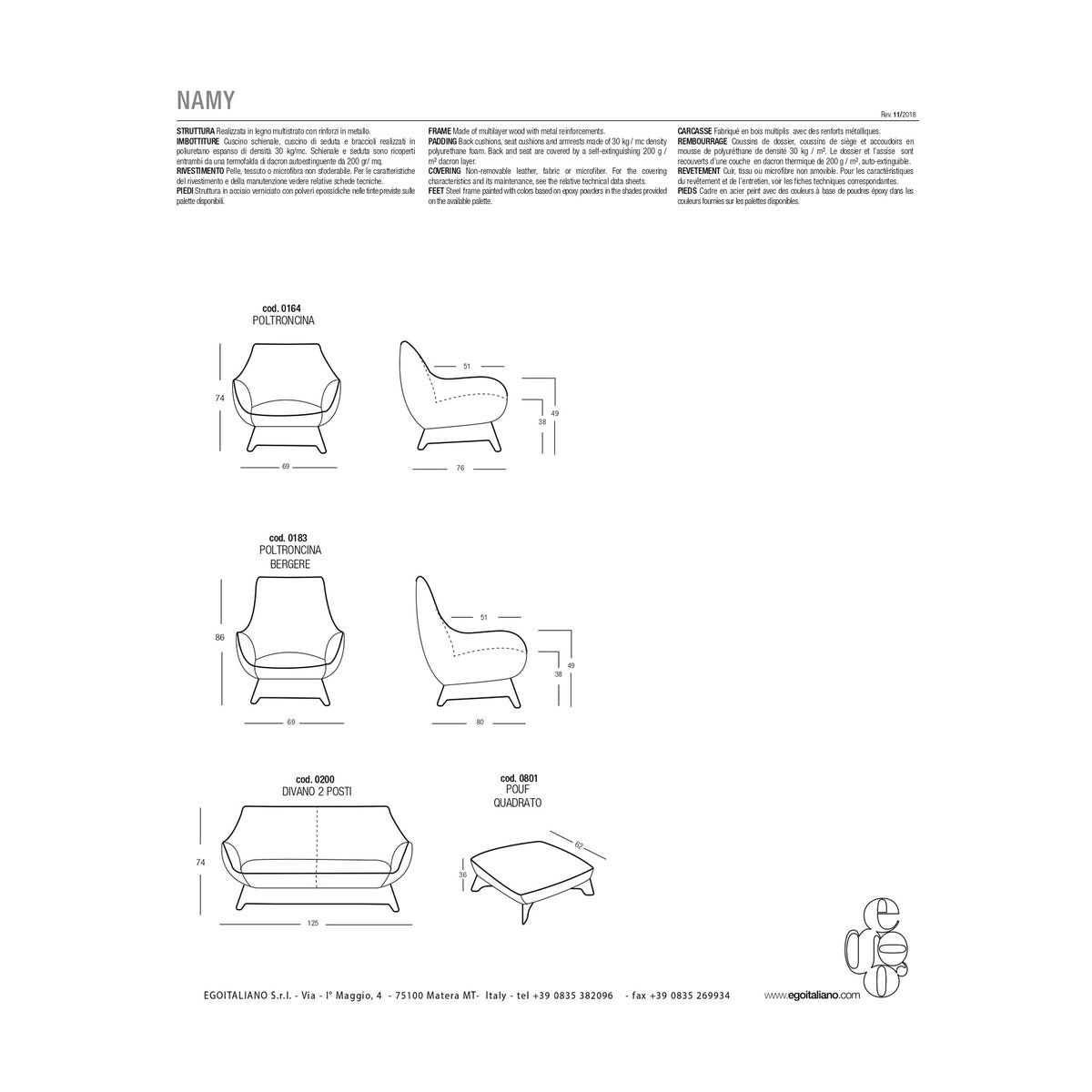 Armchair Namy Thx to Matera Domestica – Dimensions
