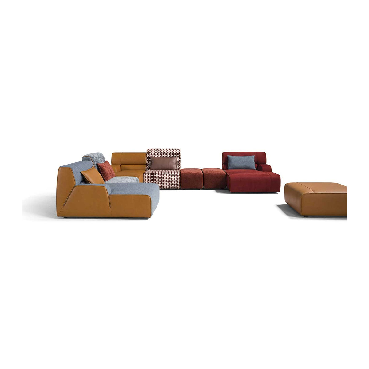 Babouche Domestica – Modular Corner Configuration with Ottoman, Front View