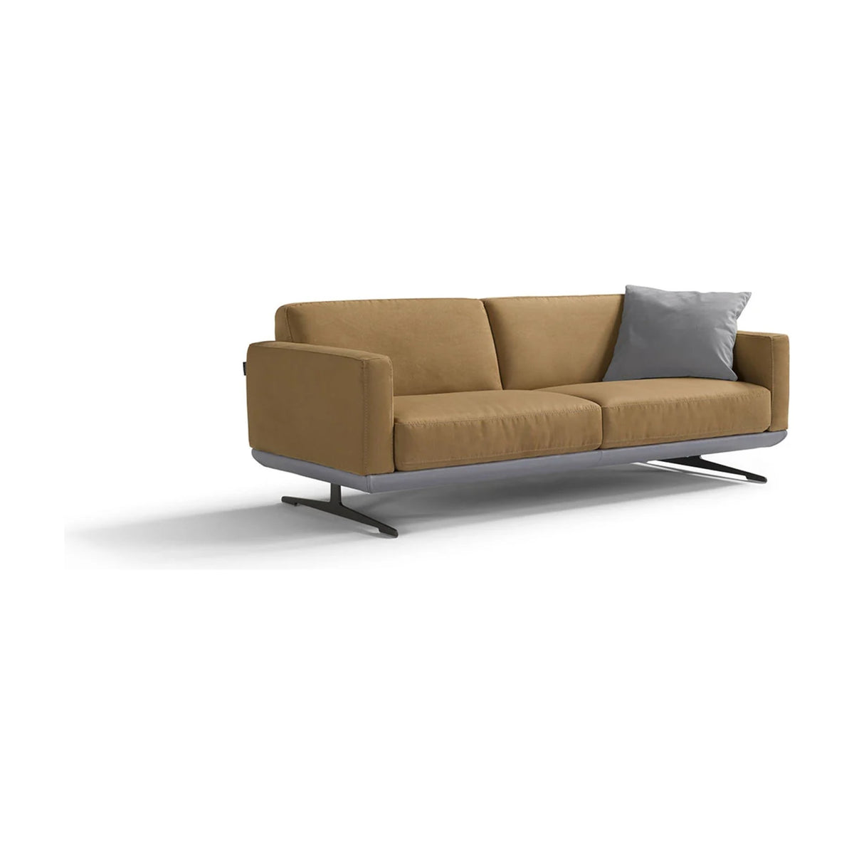 Gloria Slim Domestica – Shown as a Sofa in Ochre Fabric, Three Quarter View on White