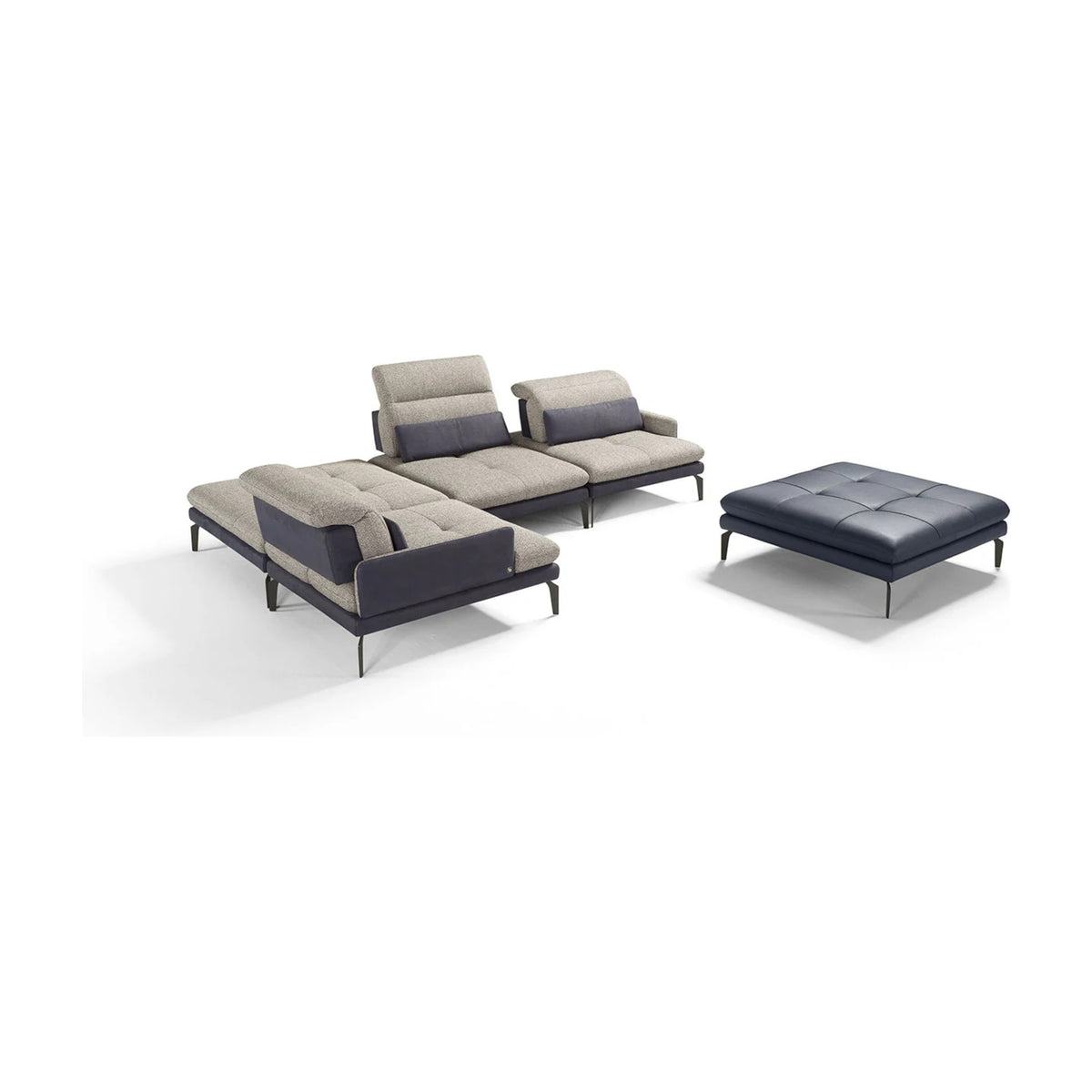 Jaclyn Domestica – Modular Configuration with Ottoman, Three Quarter View on White