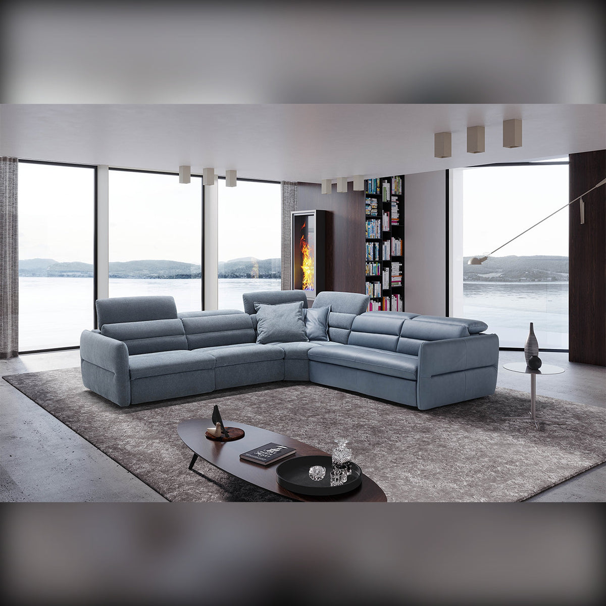 Mixtape Domestica – Lifestyle – Corner Sofa in a Living Room with Lake View