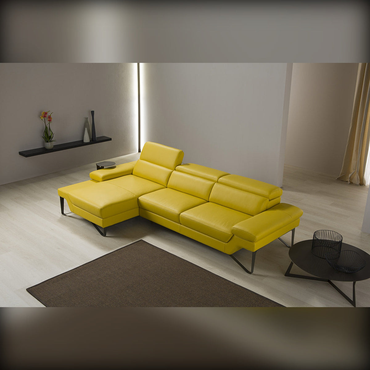 Princess Domestica – Lifestyle – Yellow Chaise Sofa in a Living Room