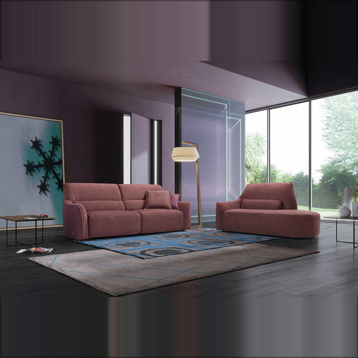 Puffy Domestica – Lifestyle – Sofa and Armchair in a Living Room with Large Windows