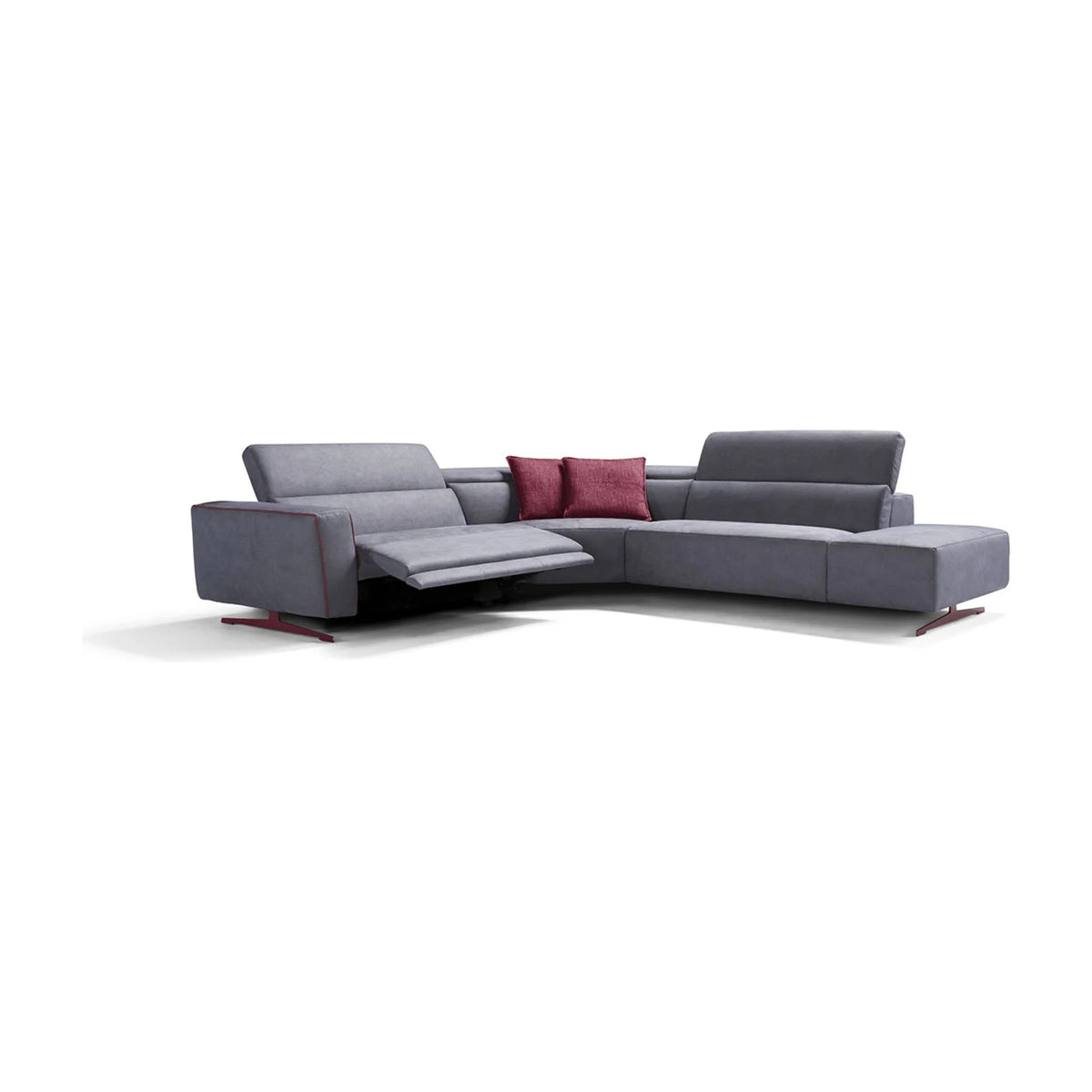 Stefanie Domestica – Corner Configuration with Recliner Extended, Three Quarter View on White