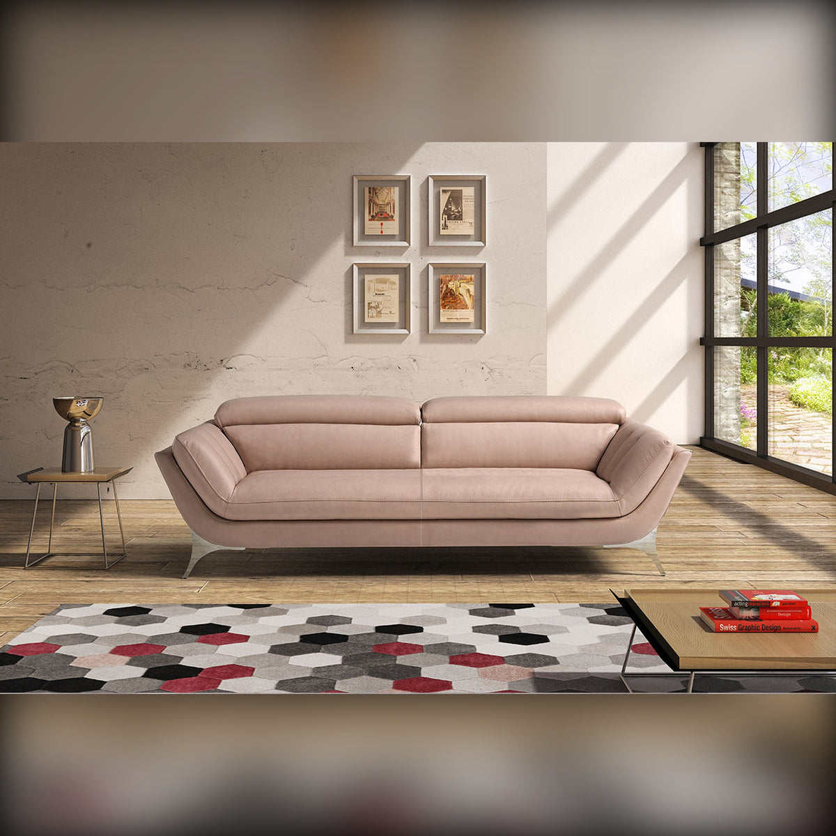 Sueli Domestica – Lifestyle – Pink Sofa on a Patterned Rug