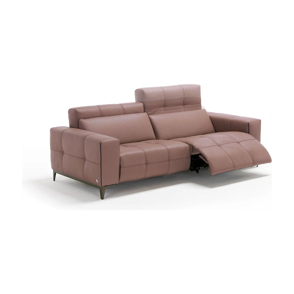 Tiffany Domestica – Shown in Rose Fabric with Recliner Extended, Three Quarter View on White
