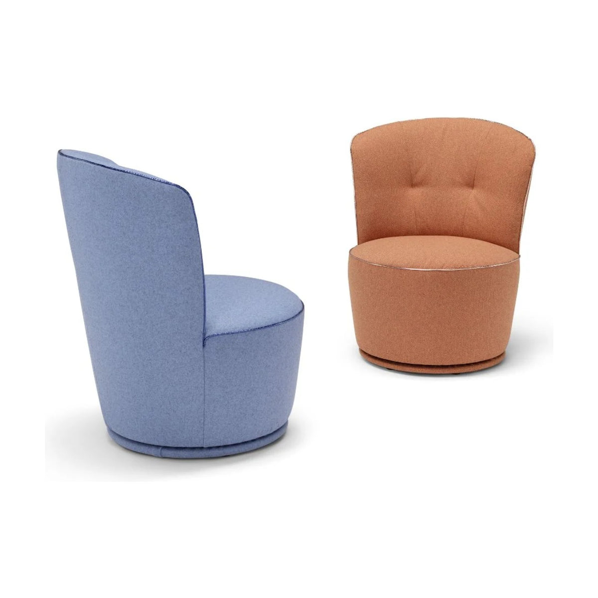 Scisci Domestica – Two Armchairs in Blue and Orange, Back and Front Views