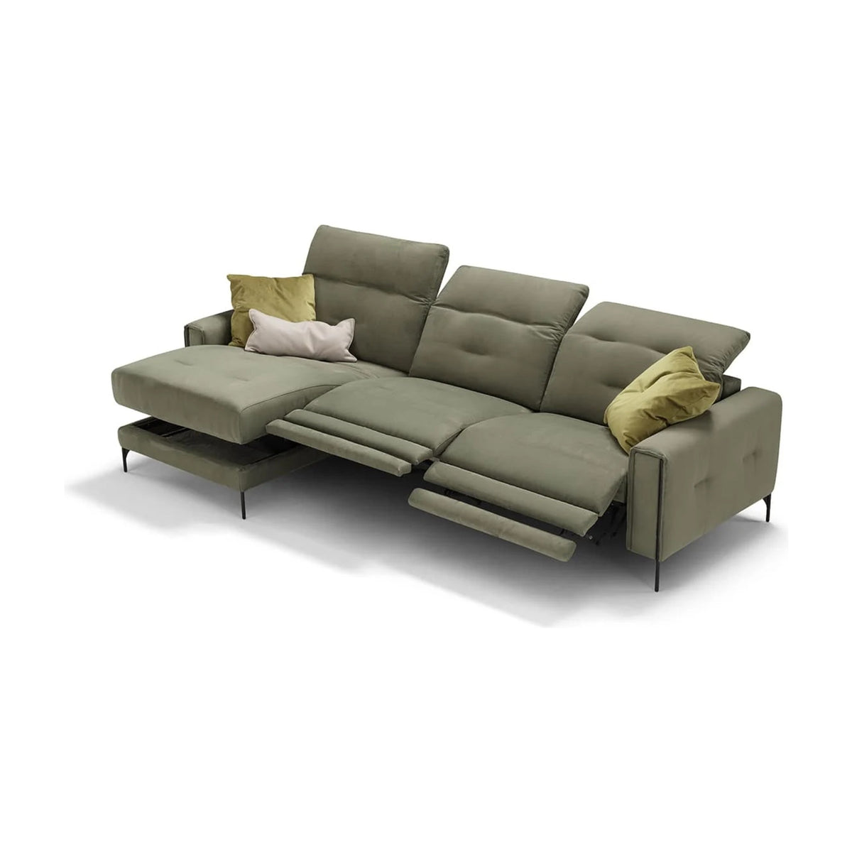 Arnold Domestica – Chaise Sofa with Recliners Extended, Three Quarter View on White