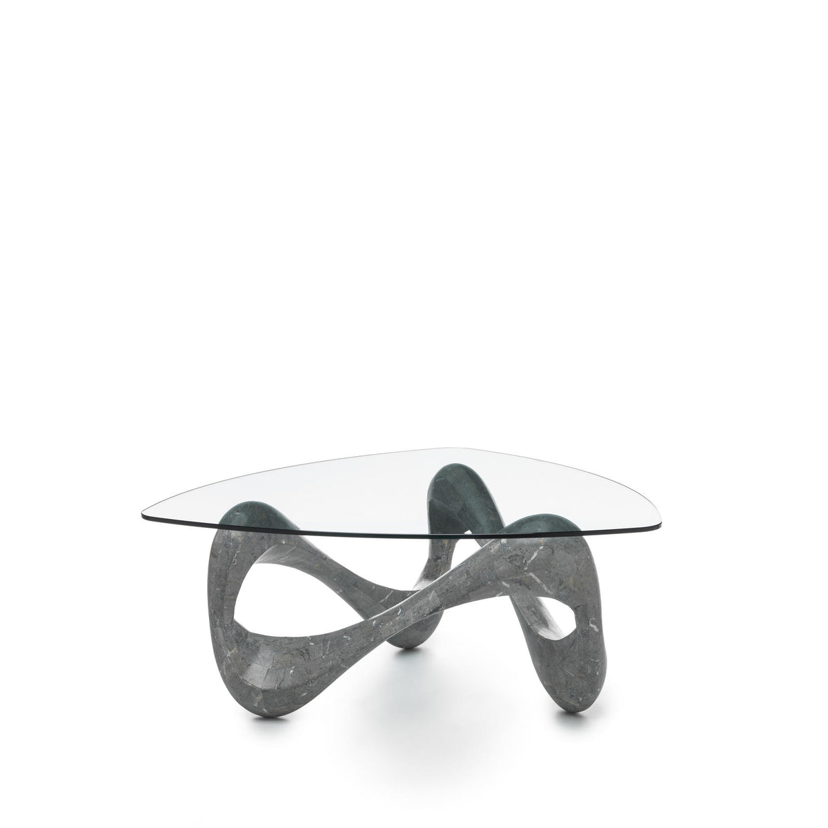 Coffee Table Tetris Fossil Stone Glass Grey Domestica – Product View on White