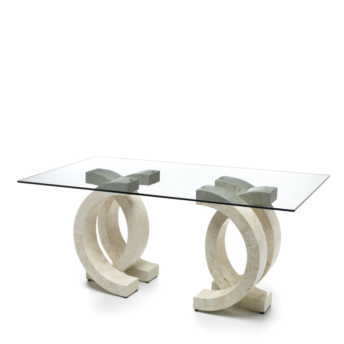 Dining Table Olimpia 180 cm Fossil Stone Glass Beige Stone Domestica – Product View on White