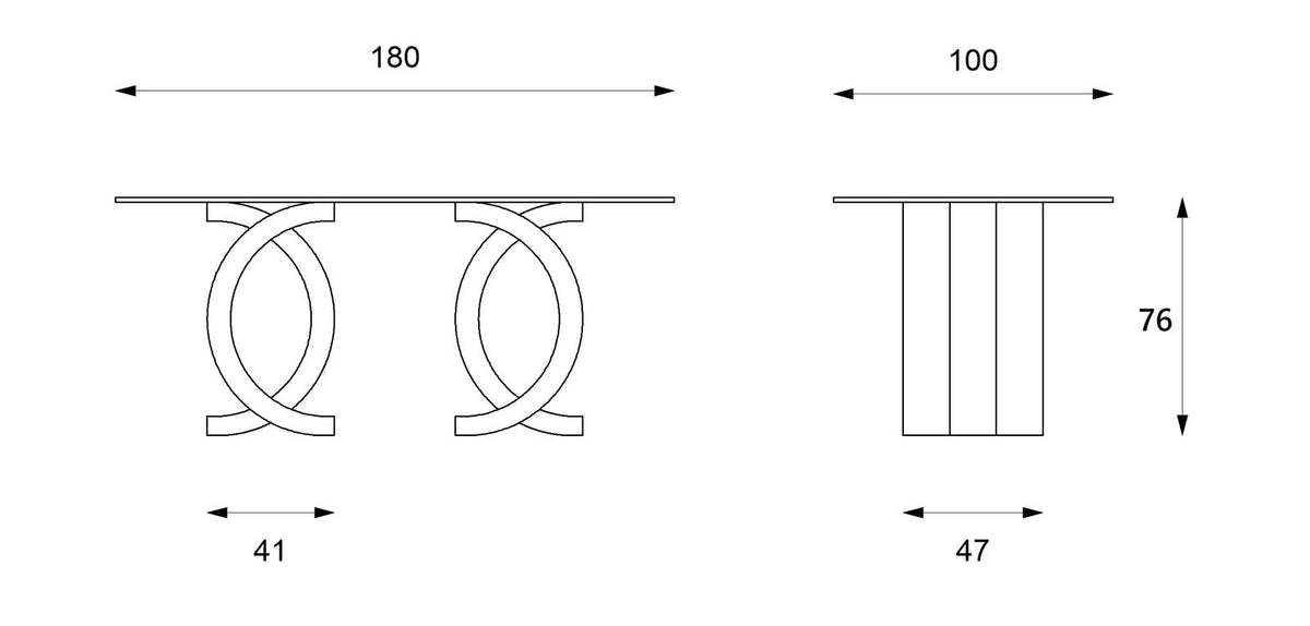 Dining Table Olimpia 180 cm Fossil Stone Glass Beige Stone Domestica – Dimensions Drawing