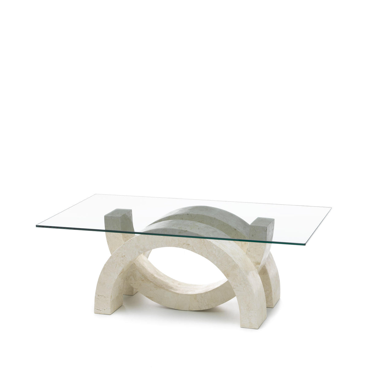 Coffee Table Olimpia Fossil Stone Glass Beige Stone Domestica – Product View on White