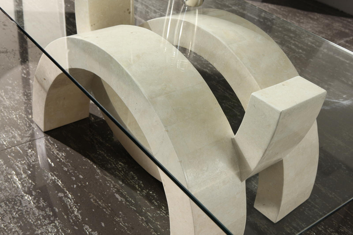 Coffee Table Olimpia Fossil Stone Glass Beige Stone Domestica – Lifestyle