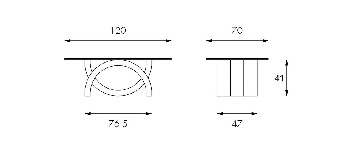 Coffee Table Olimpia Fossil Stone Glass Domestica – Dimensions Drawing