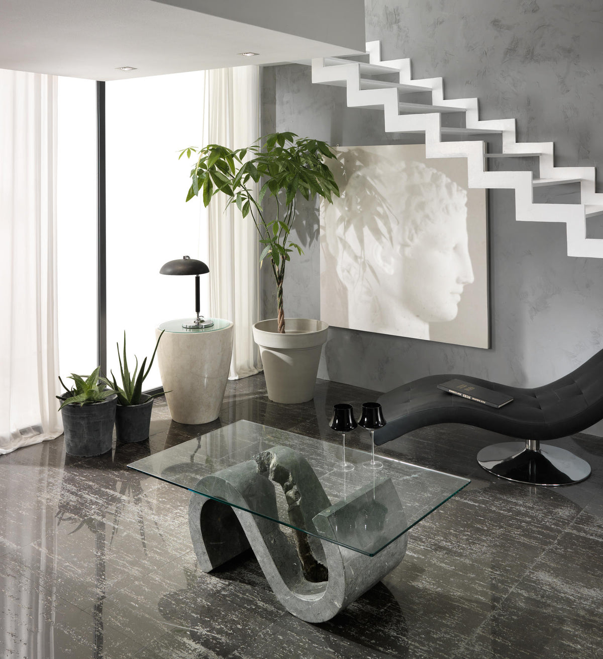 Coffee Table Flexus Fossil Stone Glass Domestica – Lifestyle