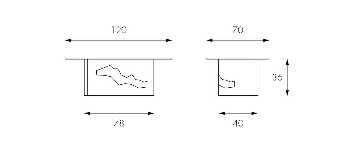 Coffee Table Flexus Fossil Stone Glass Domestica – Dimensions Drawing