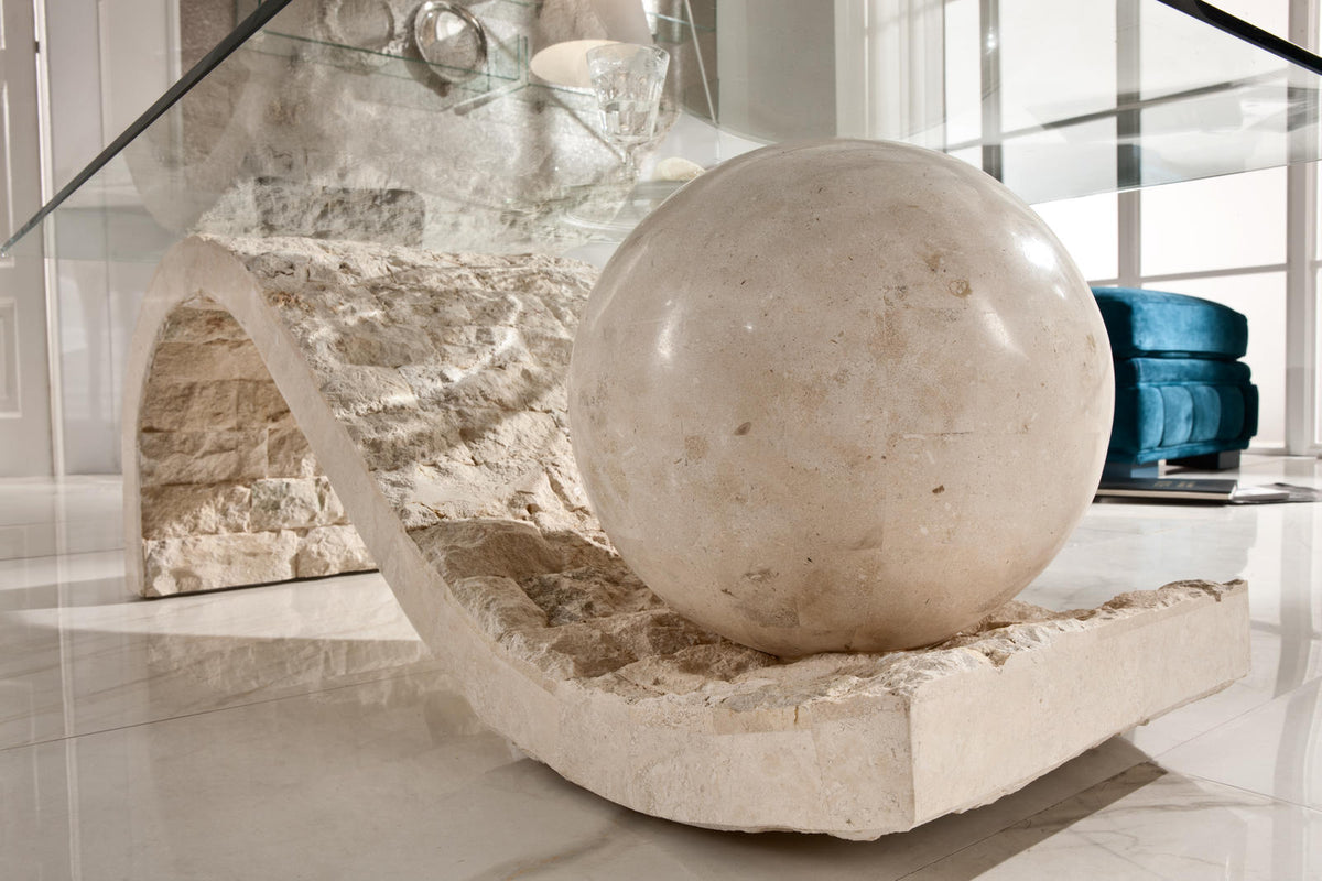 Coffee Table Onda Fossil Stone Glass Domestica – Lifestyle
