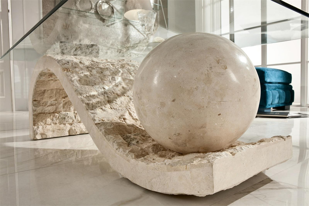 Coffee Table Onda Fossil Stone Glass Domestica – Lifestyle