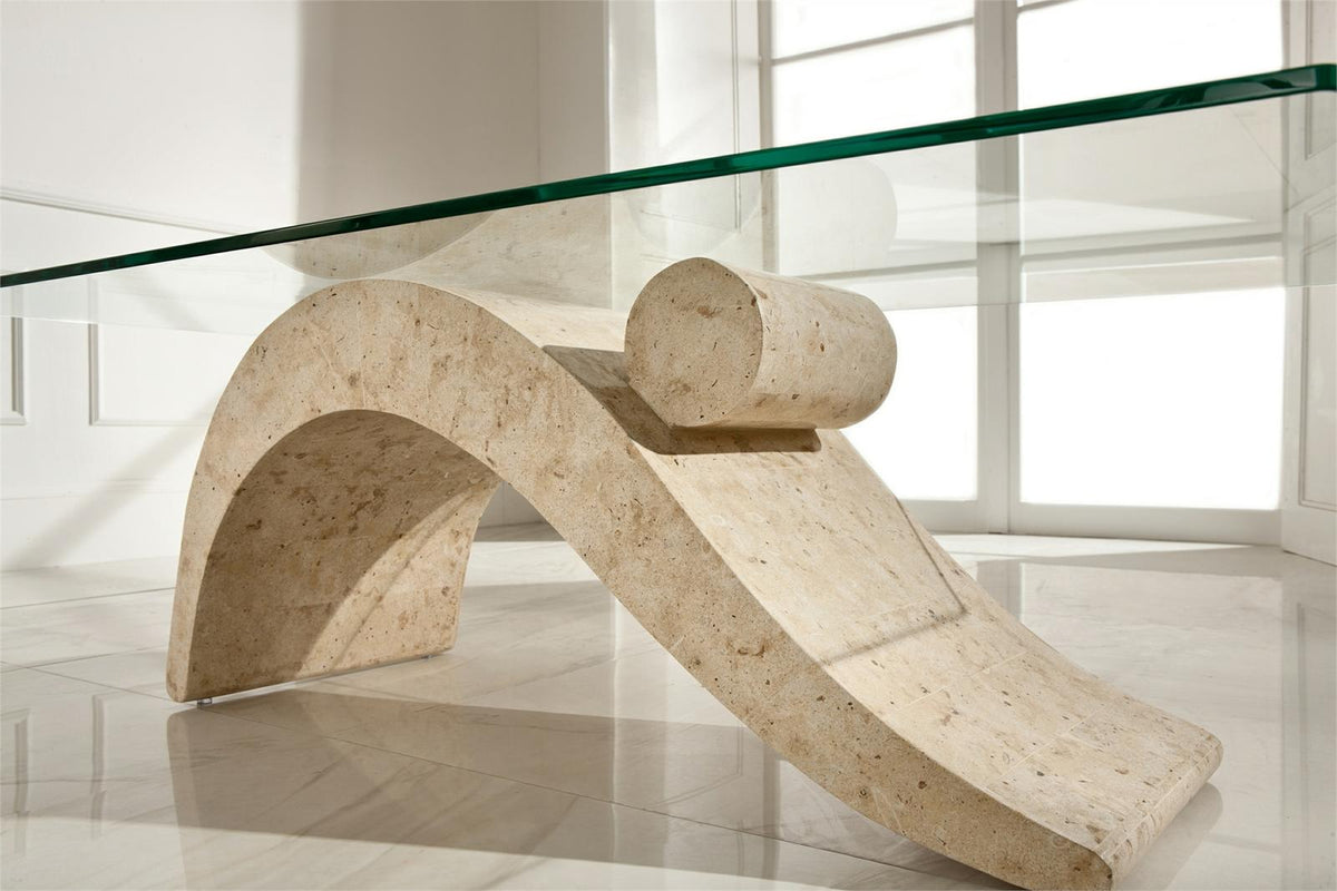 Coffee Table Dove Fossil Stone Glass Domestica – Lifestyle