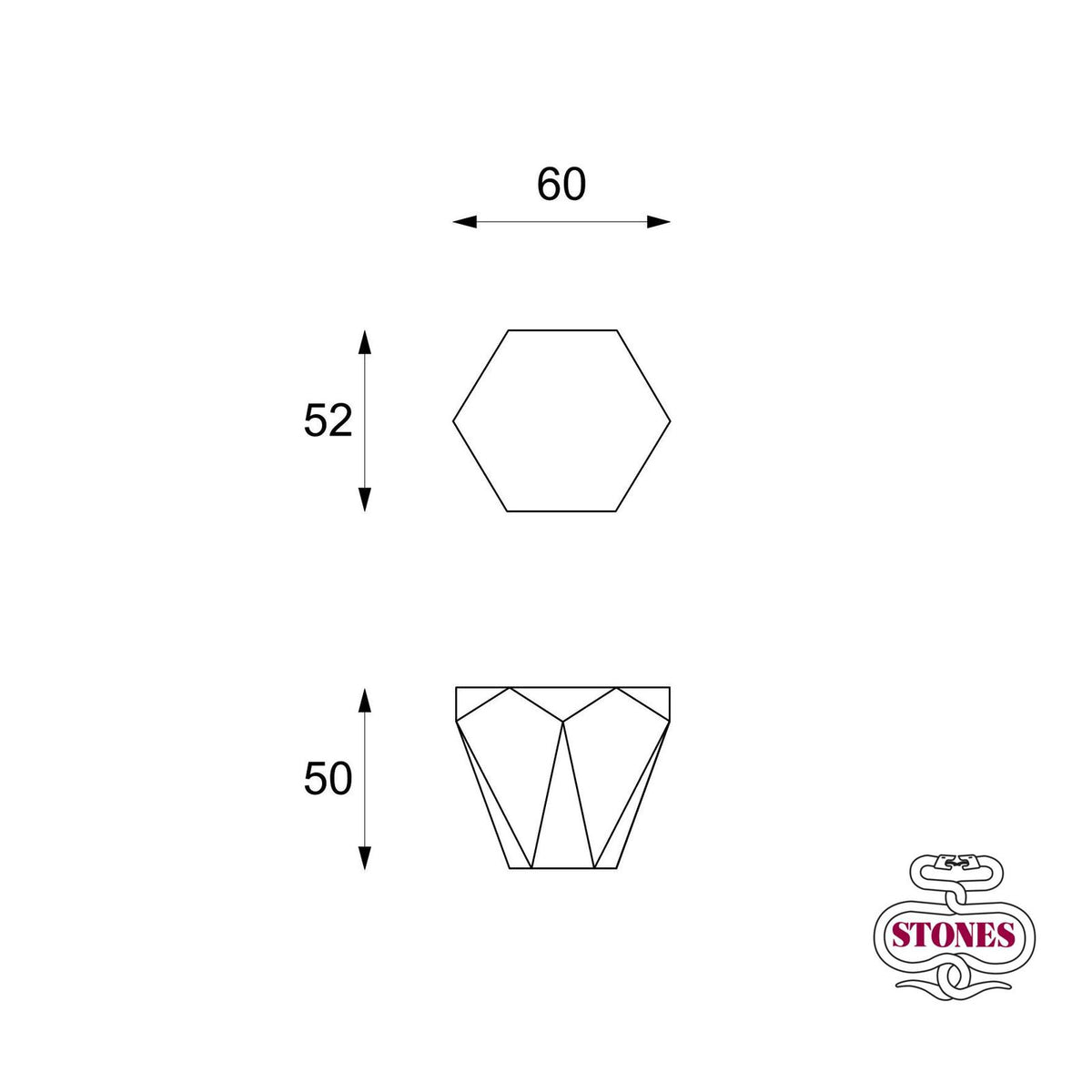 Side Table Diamond Small Fossil Stone Domestica – Dimensions Drawing