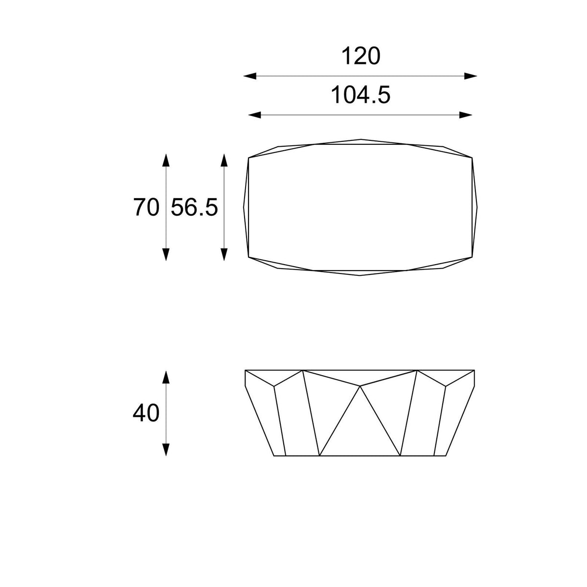 Coffee Table Diamond Medium Fossil Stone Domestica – Dimensions Drawing