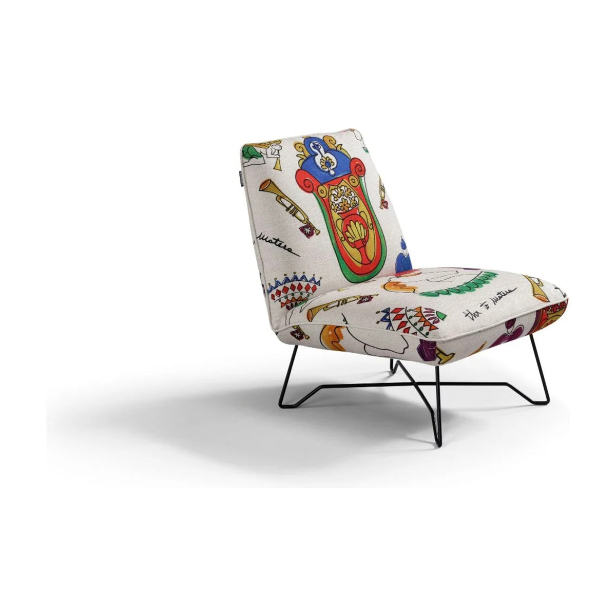 Lia Domestica – Shown in Patterned Fabric, Three Quarter View on White