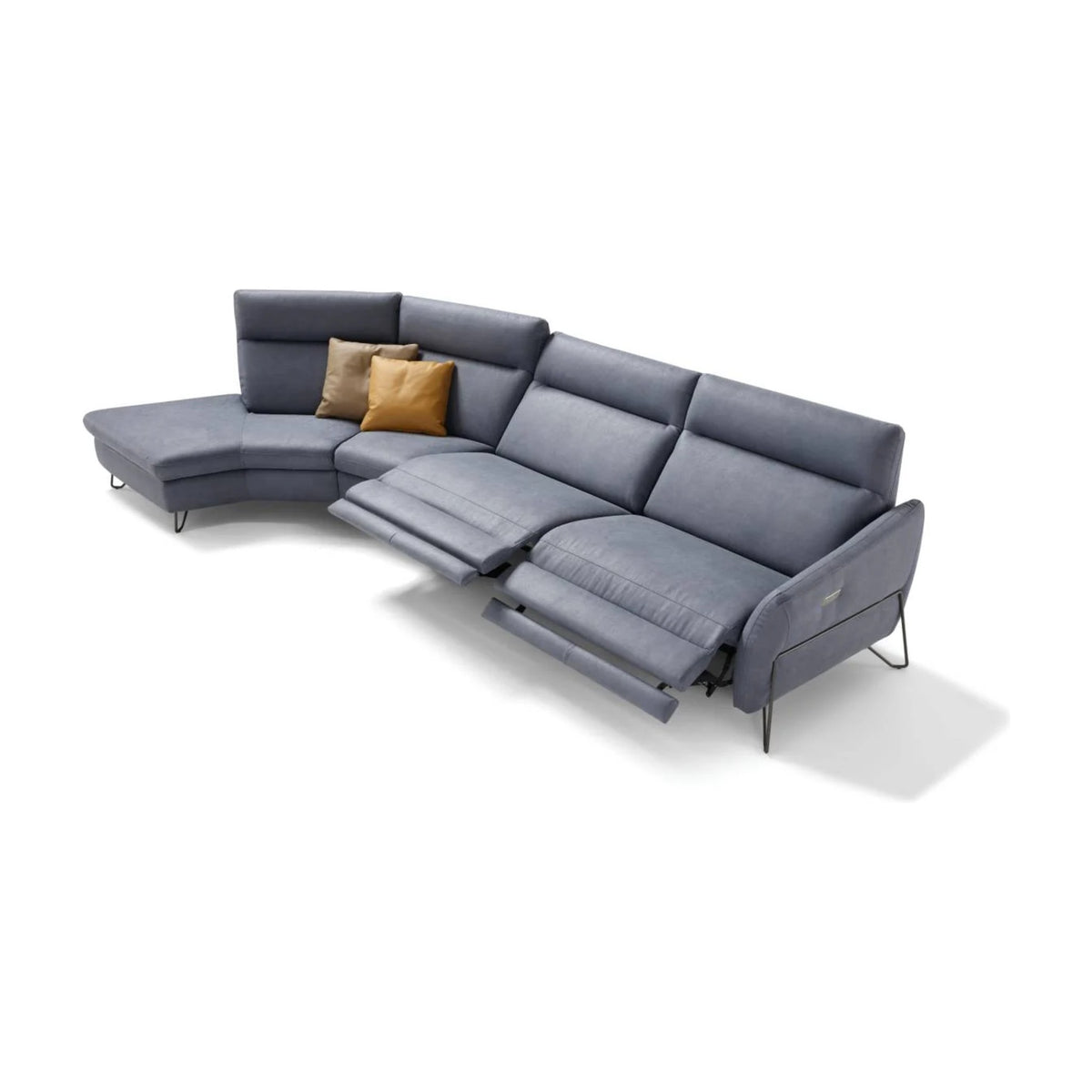 Gaia Domestica – Curved Configuration with Recliner Extended, Three Quarter View on White