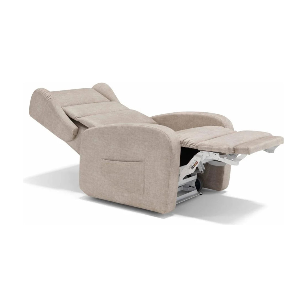 Medical Lift Recliner Armchair Empire Beige Domestica – Fully Reclined on White