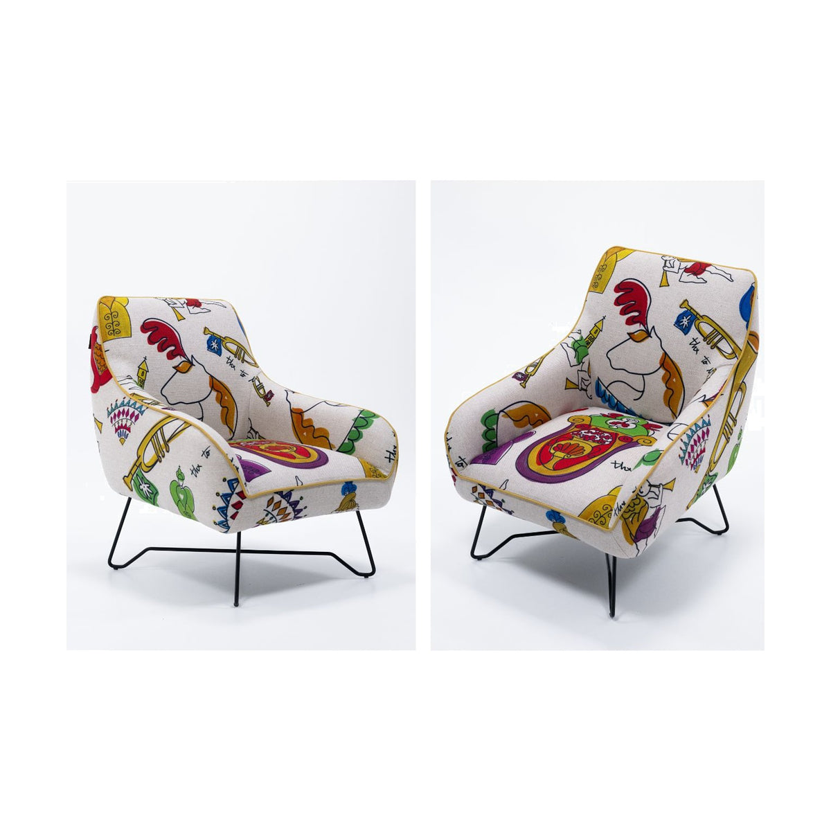 Namy Domestica – Front and Three Quarter Views in Patterned Fabric