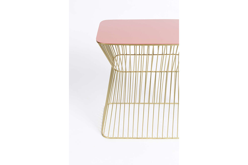 Side Table No Offence Old Pink Domestica – Pink Top and Wire Frame Close-up