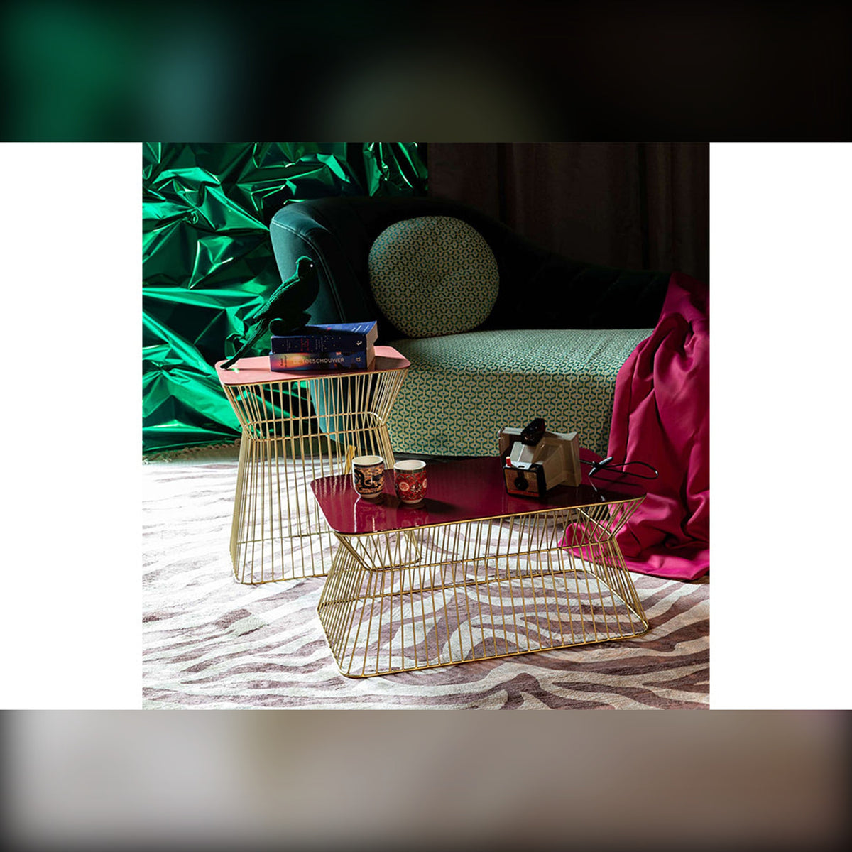 Side Table No Offence Old Pink Domestica – Lifestyle – With Matching Coffee Table in a Living Room