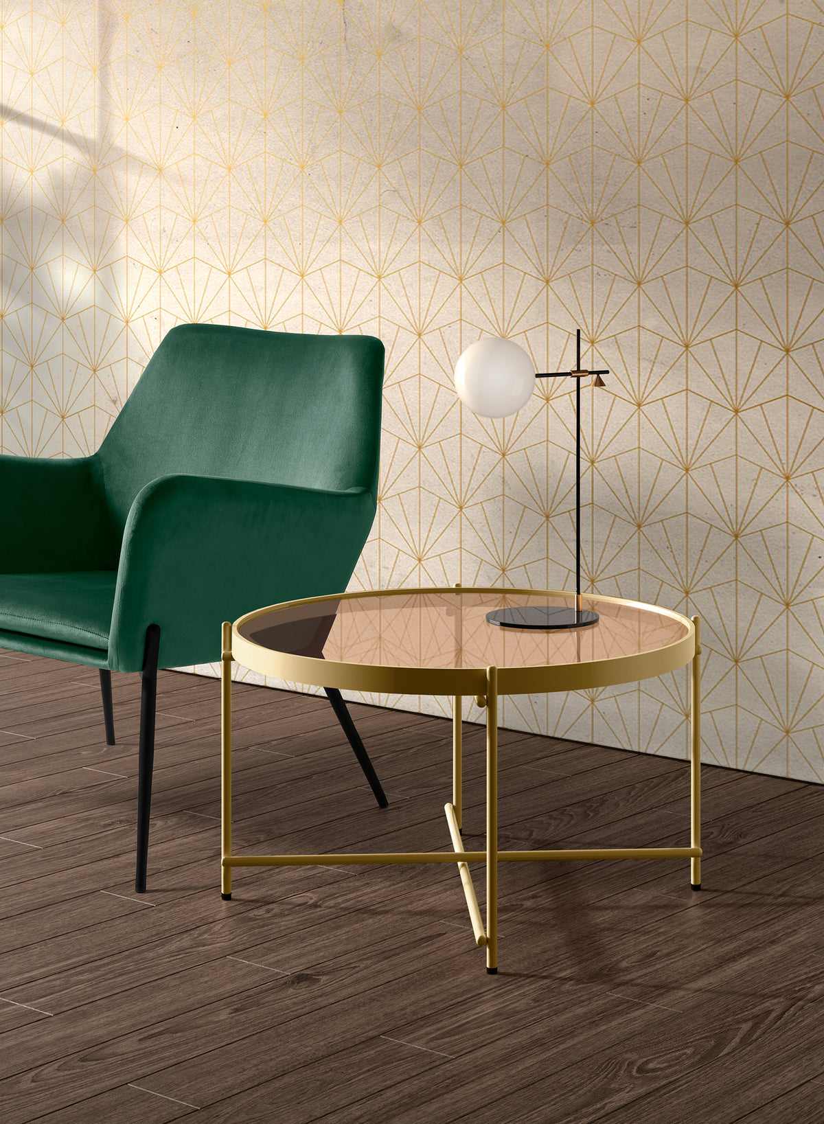 Coffee Table Marissa 70 cm Glass Bronze / Matt Brass Domestica – Lifestyle